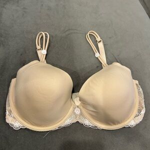 Elegant Tan Lace Trim Bra